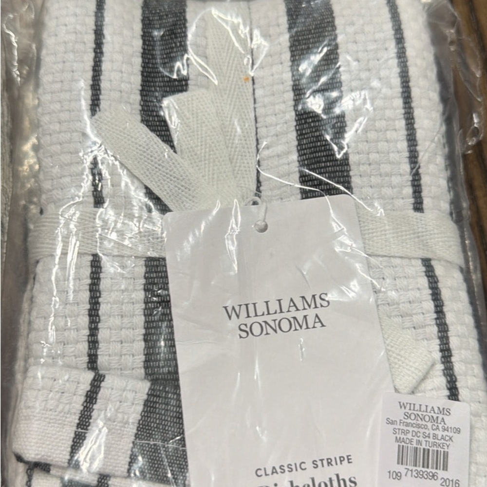Williams Sonoma Black and White Classic Stripe Dishcloths